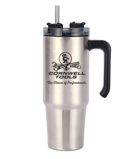 Picture of 30oz Silver Tumbler with Handle and Straw - CG30SST